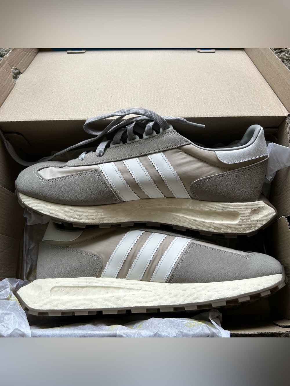 New in Box Adidas Retropy E5 Shoes Mens 10.5 Solid Grey White Casual Sneakers